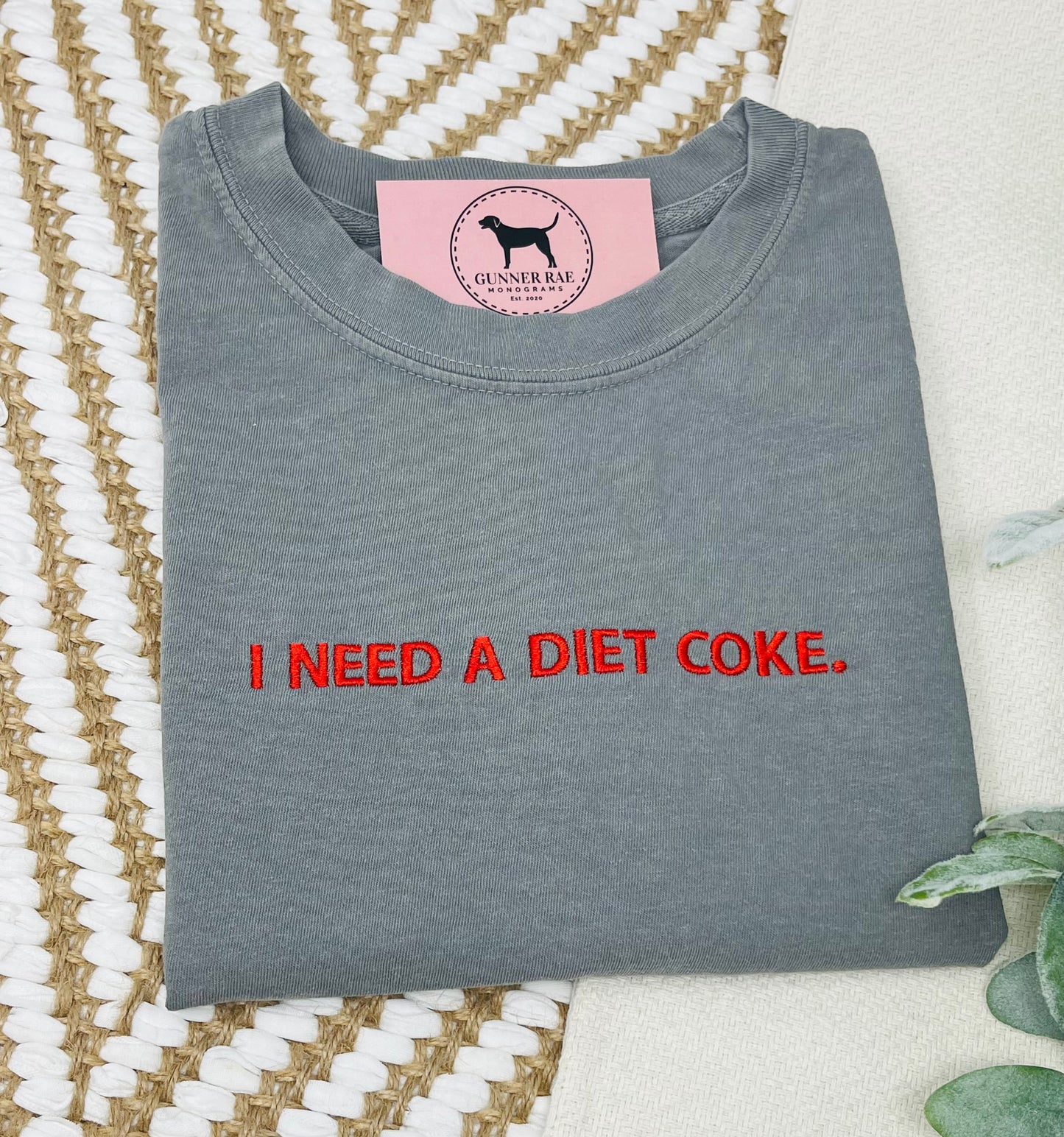 I NEED A DIET SODA Custom Embroidered T-shirt or Sweatshirt