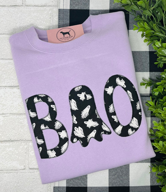BOO GHOST Applique Embroidered T-shirt or Sweatshirt