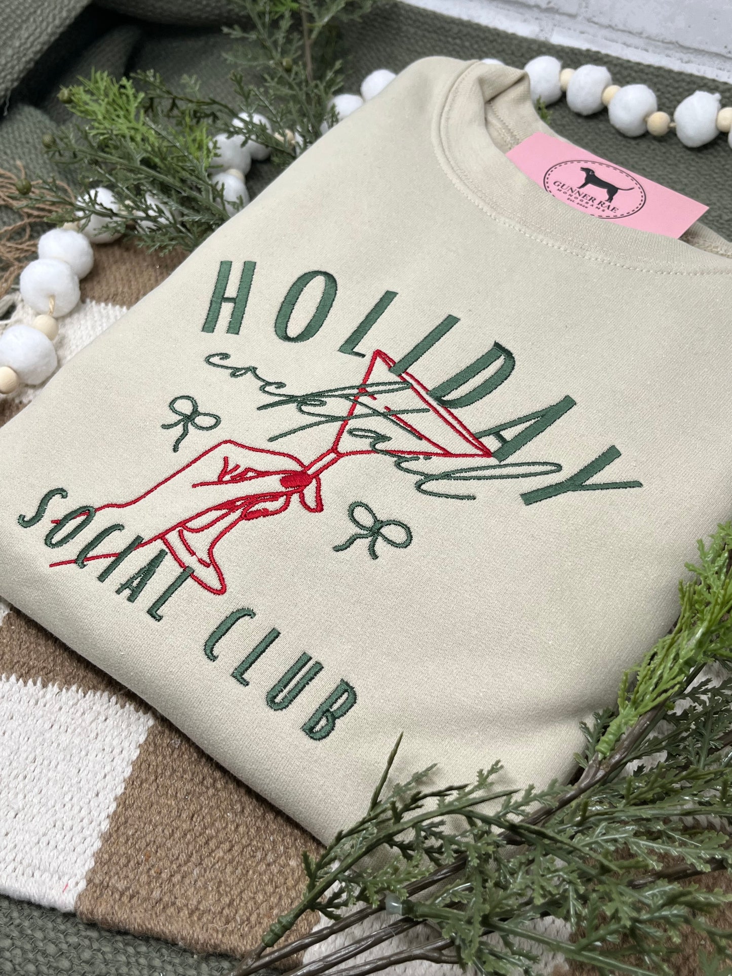 HOLIDAY COCKTAIL SOCIAL CLUB Embroidered T-shirt or Sweatshirt