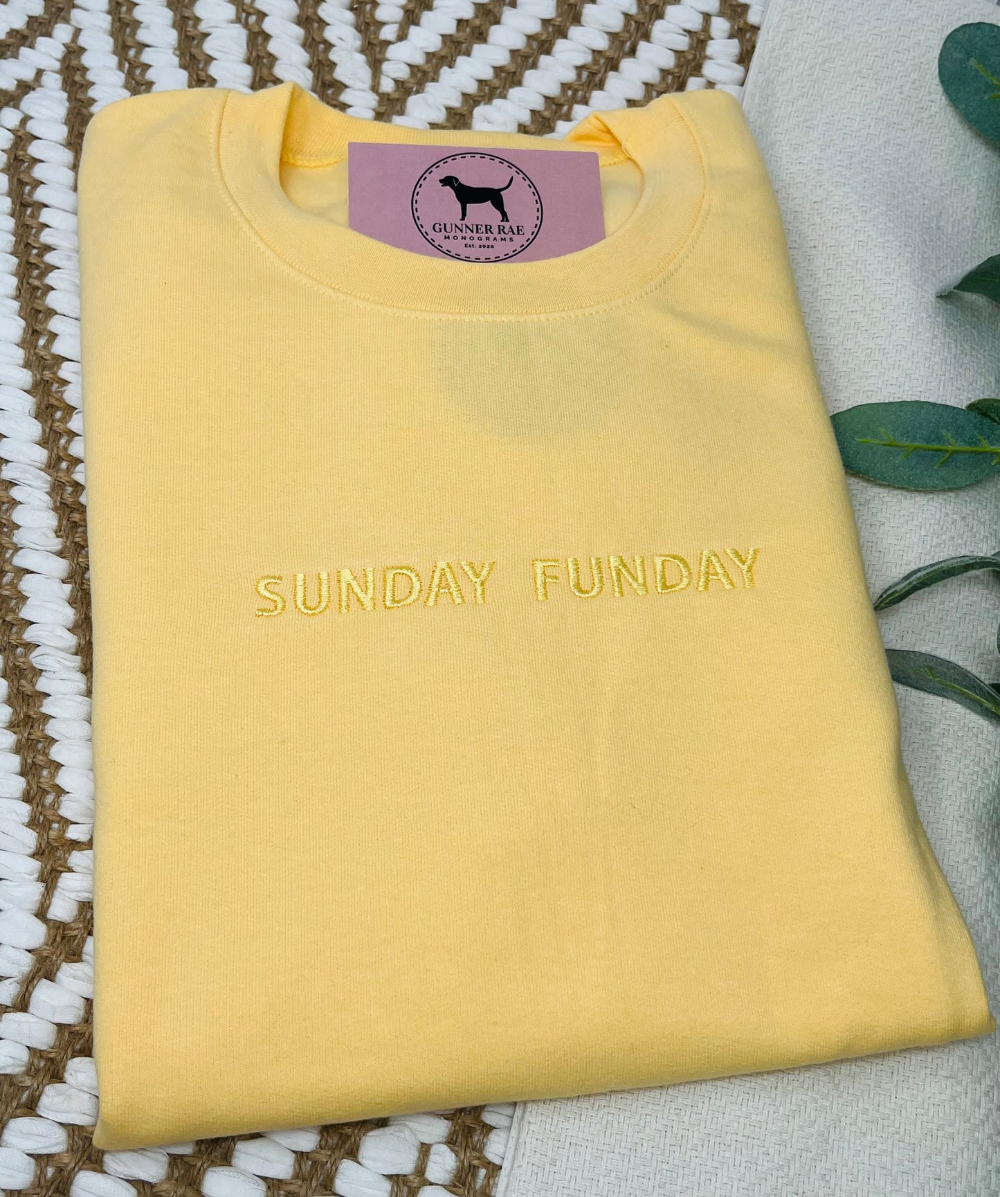 SUNDAY FUNDAY Custom Embroidered T-shirt or Sweatshirt