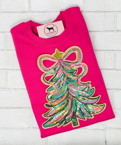 CHRISTMAS TREE SEQUIN PATCH T-shirt or Sweatshirt