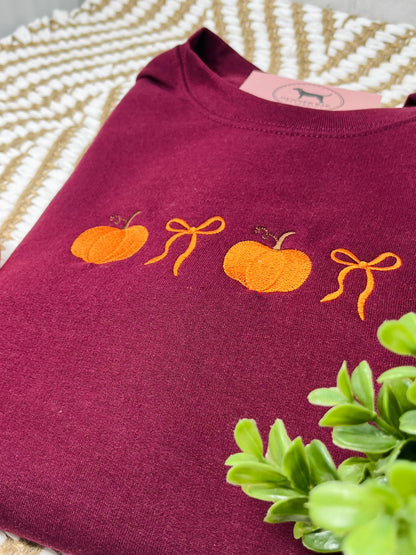 PUMPKIN BOW Embroidered T-shirt or Sweatshirt