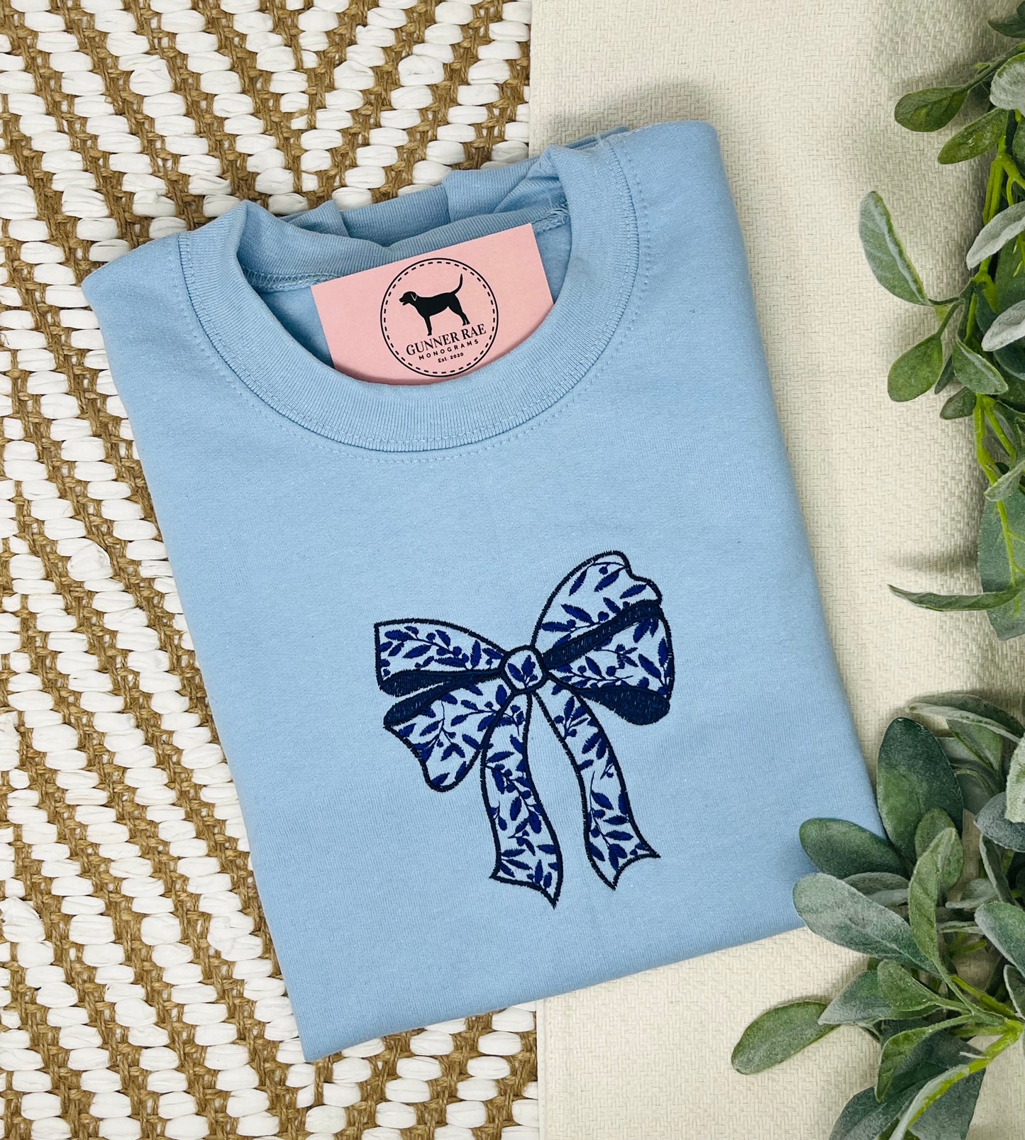 FLORAL BOW Embroidered T-shirt or Sweatshirt