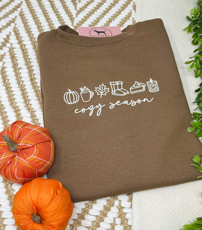 COZY SEASON Embroidered T-shirt or Sweatshirt (single color icon)