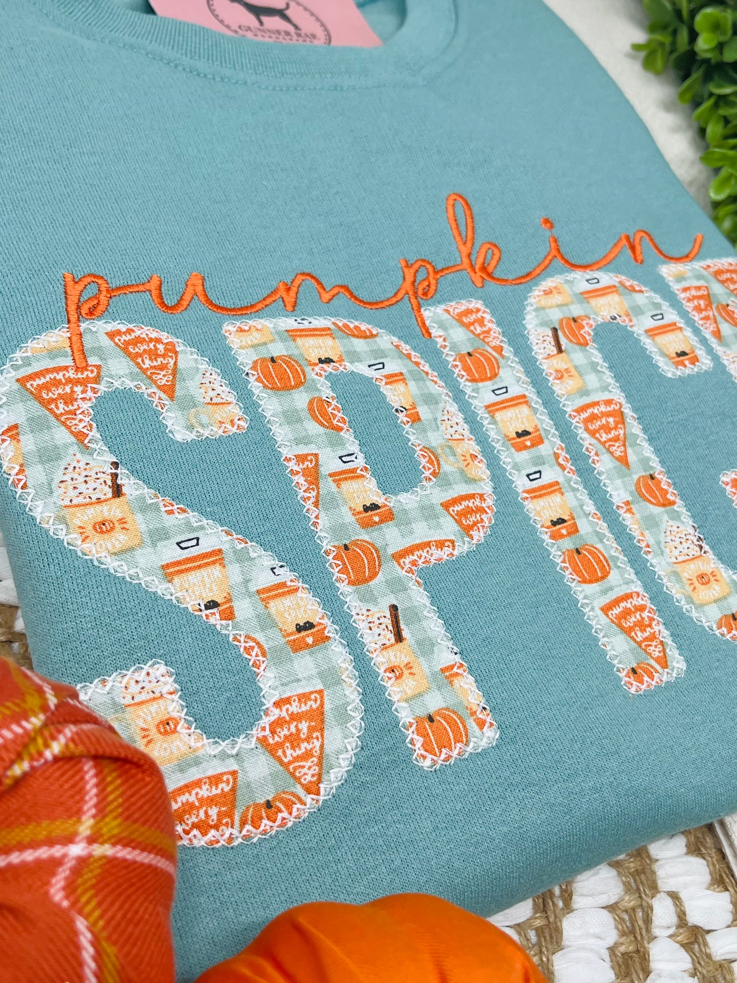 PUMPKIN SPICE Applique Embroidered T-shirt or Sweatshirt