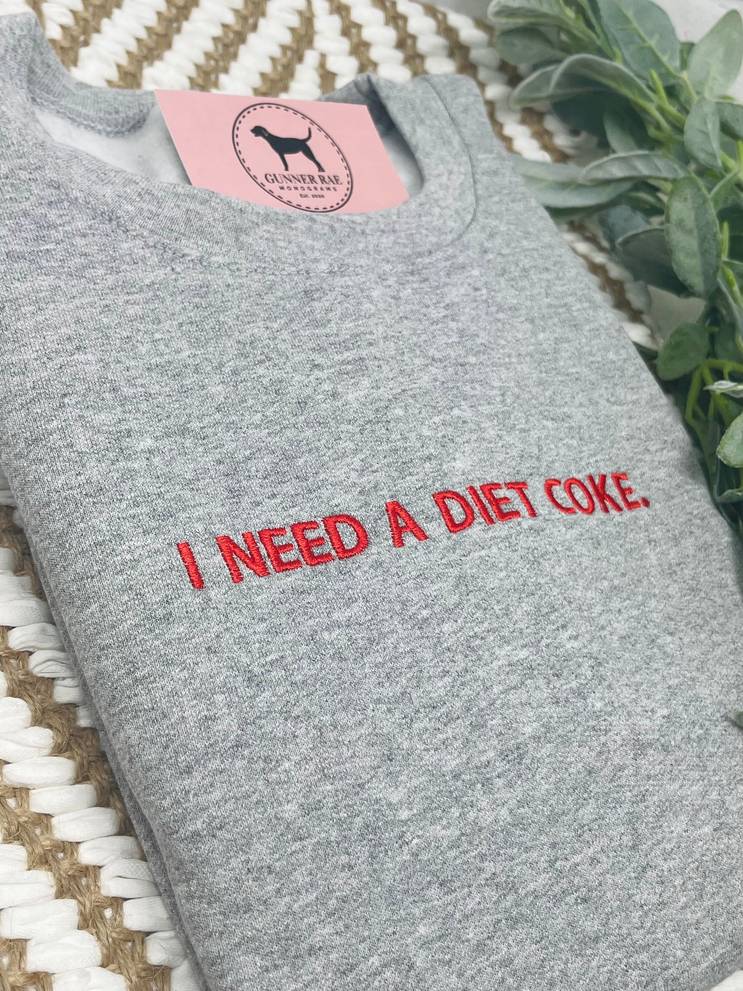 I NEED A DIET SODA Custom Embroidered T-shirt or Sweatshirt
