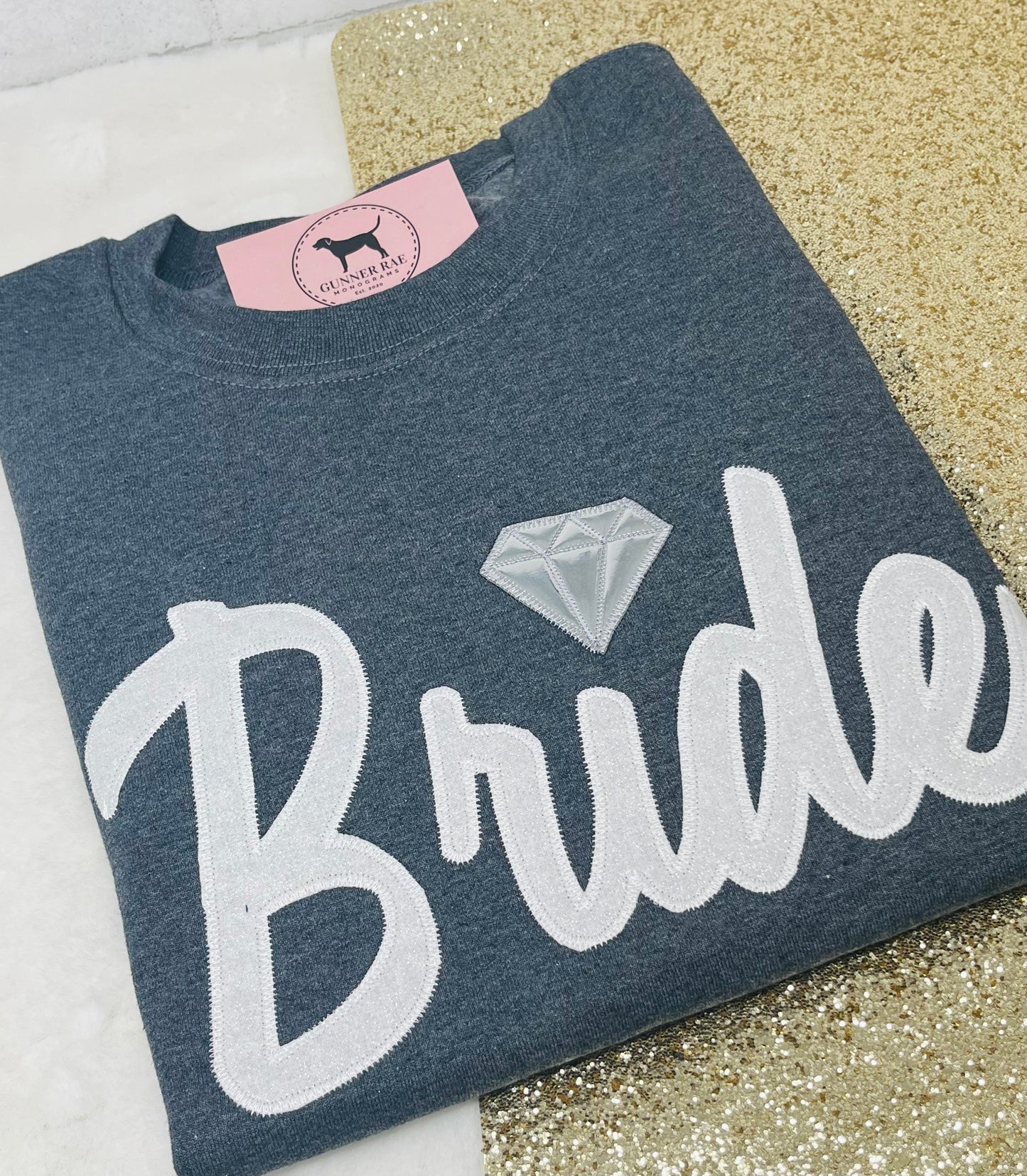 BRIDE DIAMOND Custom Applique Embroidered T-shirt or Sweatshirt