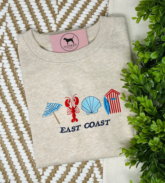 East Coast Embroidered T-shirt or Sweatshirt