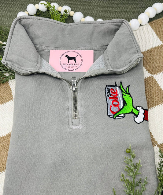 GREEN MONSTER DIET SODA 1/4 ZIP Sweatshirt