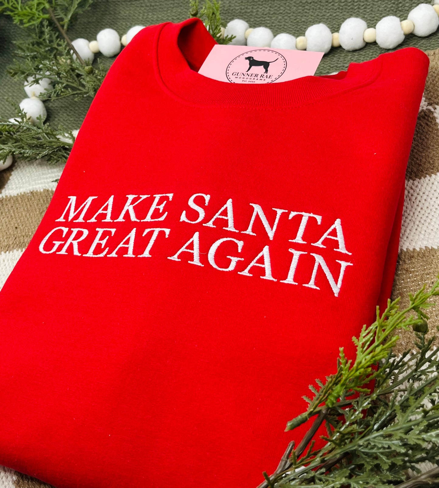 MAKE SANTA GREAT AGAIN Embroidered T-shirt or Sweatshirt