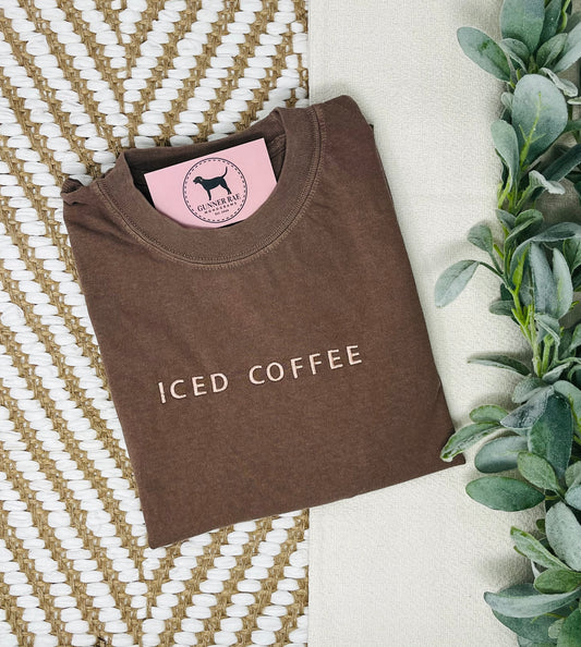 ICED COFFEE Custom Embroidered T-shirt or Sweatshirt