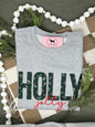 HOLLY JOLLY APPLIQUE Embroidered T-shirt or Sweatshirt