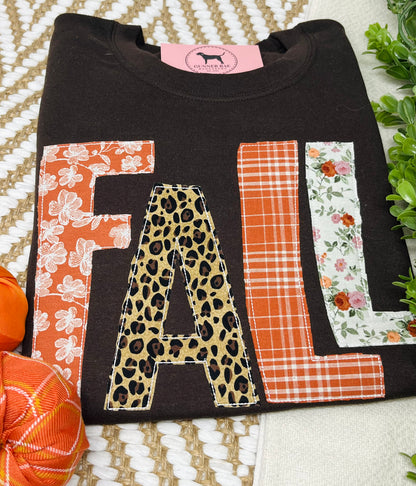FALL MULTI FABRIC Applique Embroidered T-shirt or Sweatshirt