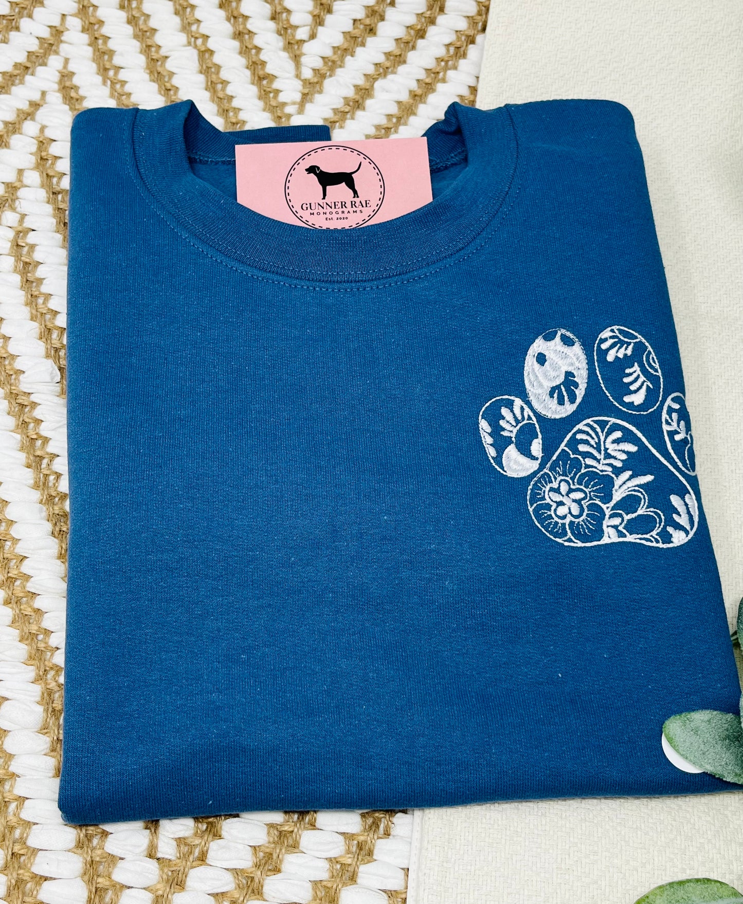 FLORAL DOG PAW Embroidered T-shirt or Sweatshirt
