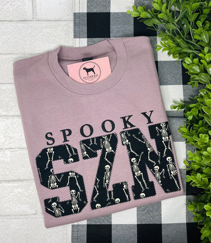 SPOOKY SZN Applique Embroidered T-shirt or Sweatshirt