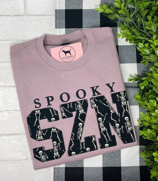 SPOOKY SZN Applique Embroidered T-shirt or Sweatshirt