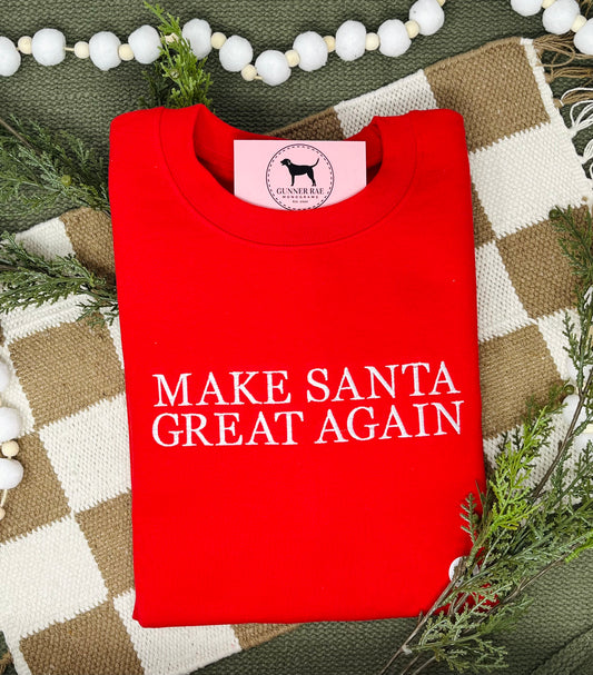 MAKE SANTA GREAT AGAIN Embroidered T-shirt or Sweatshirt