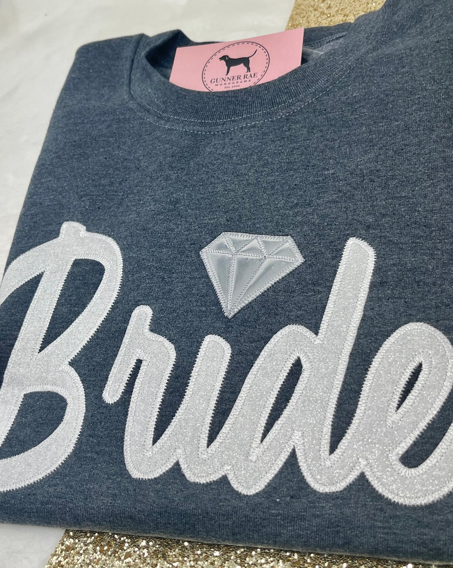 BRIDE DIAMOND Custom Applique Embroidered T-shirt or Sweatshirt