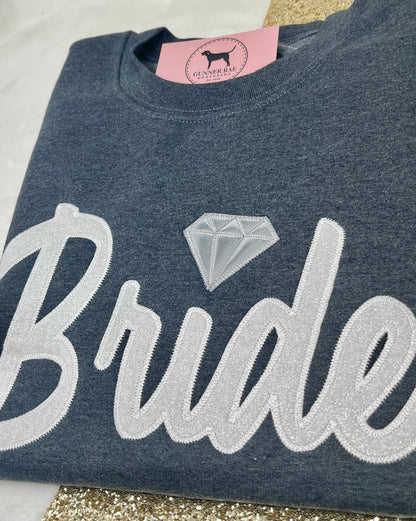 BRIDE DIAMOND Custom Applique Embroidered T-shirt or Sweatshirt