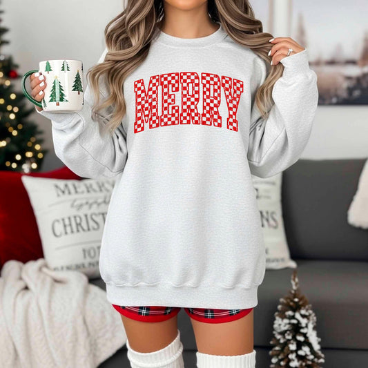 MERRY RED PLAID Graphic T-shirt or Sweatshirt