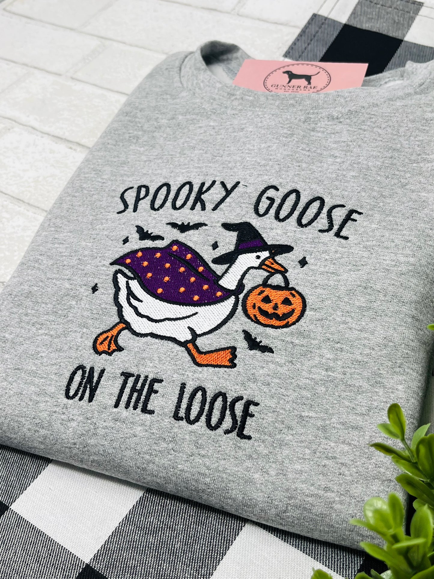 SPOOKY GOOSE ON THE LOOSE Embroidered T-shirt or Sweatshirt