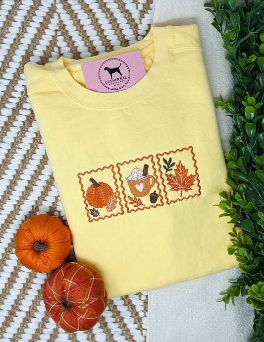 FALL STAMP TRIO Embroidered T-shirt or Sweatshirt