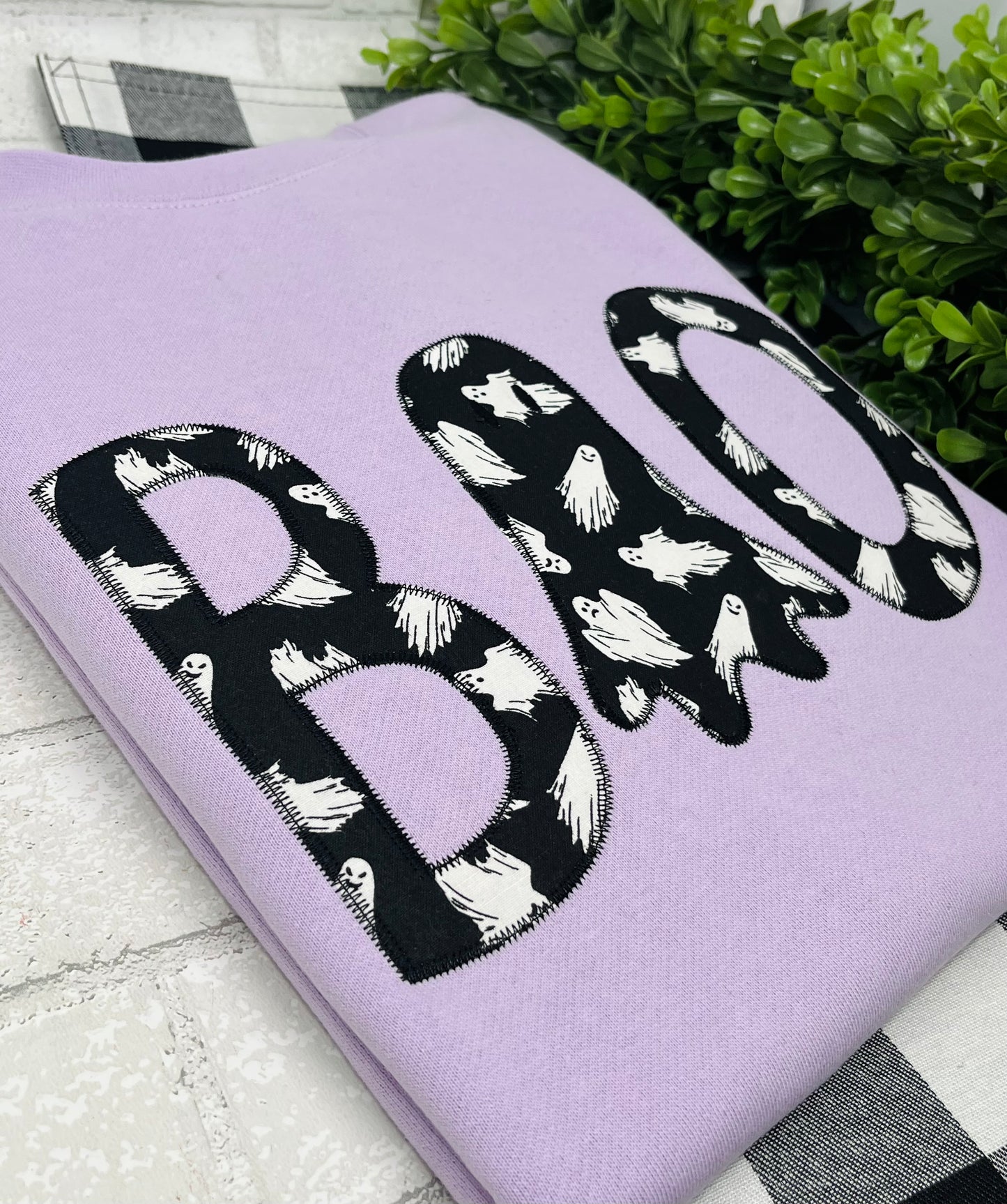 BOO GHOST Applique Embroidered T-shirt or Sweatshirt