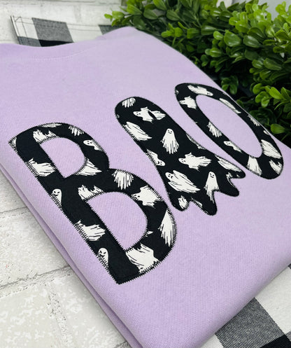 BOO GHOST Applique Embroidered T-shirt or Sweatshirt