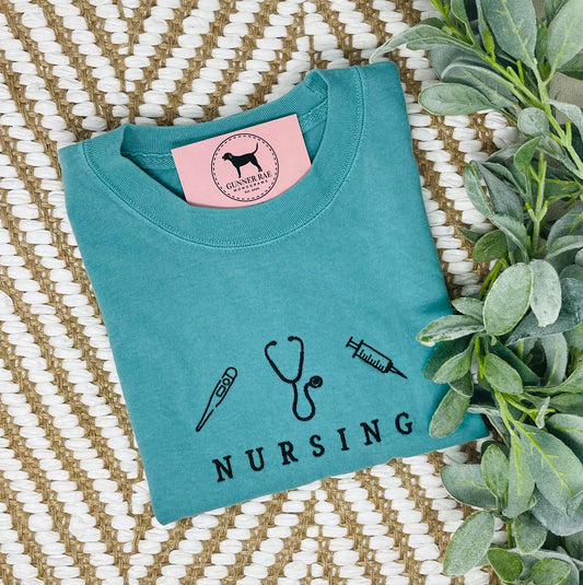 NURSING Embroidered T-shirt or Sweatshirt (icon design)